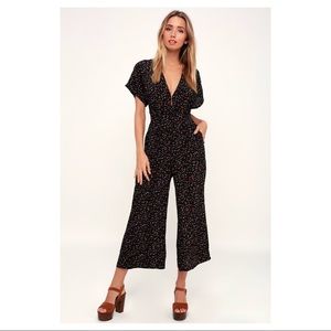 FAITHFULL THE BRAND BLACK FLORAL CULOTTE JUMPSUIT
